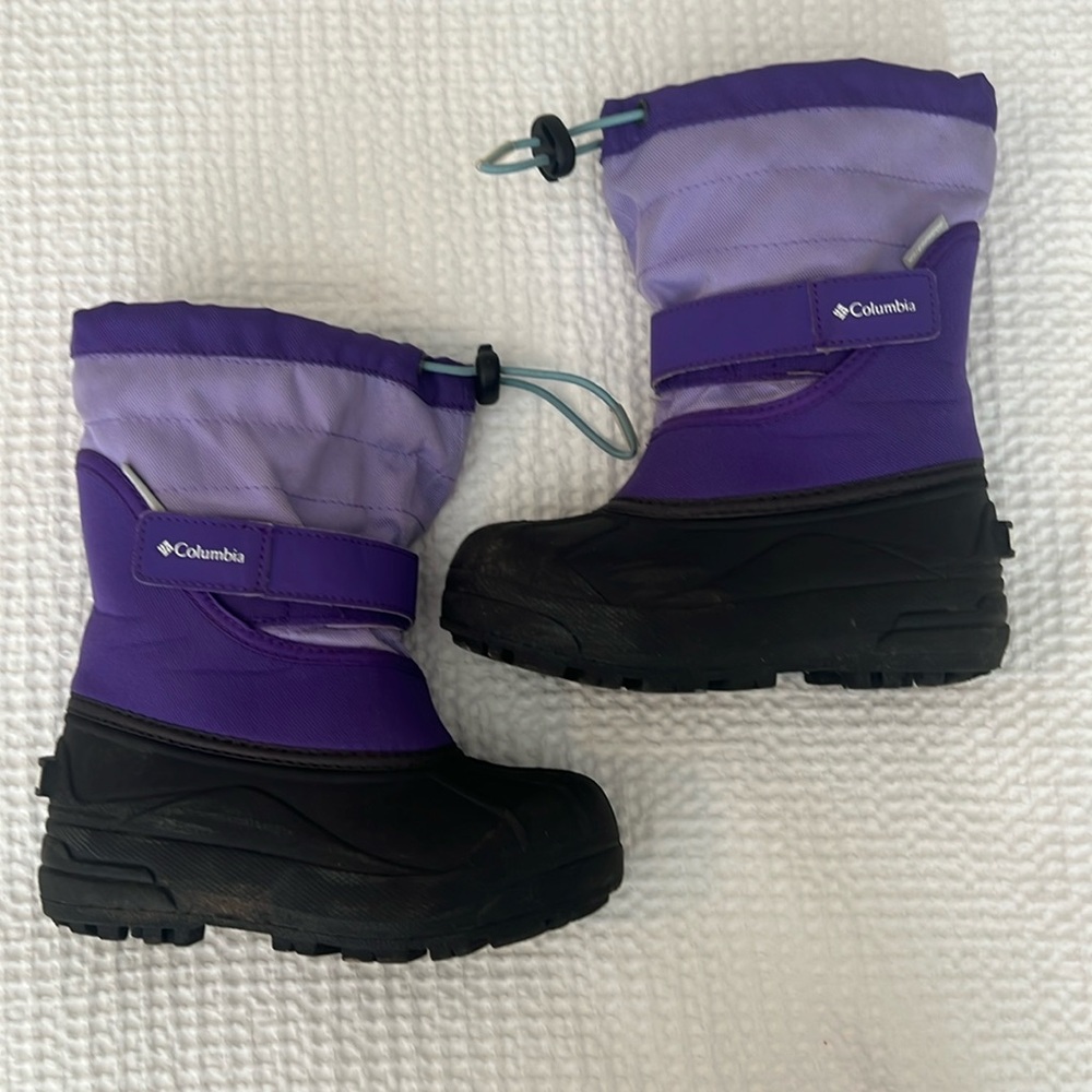 Columbia snow boots for kids. Size 12. Waterproof with rubber sole.